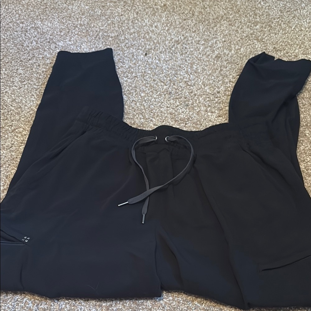 White Cross Black Scrub Pants with Tapered Fit